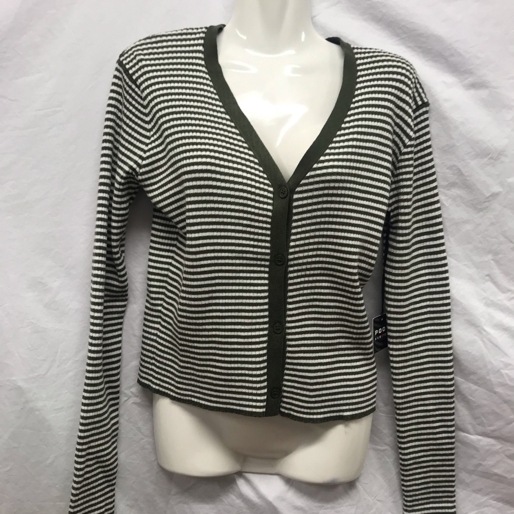 Cardigan Striped Button up Sweater - Picture 1 of 6